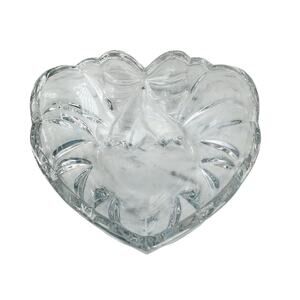 Gorham Heart Shaped Crystal Bowl w/ Bow Germany Dish 1831 Trinket Valentines Day